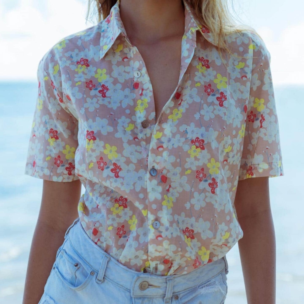 New acacia Mombasa shirt cherry blossom dress P XS - Picture 15 of 16